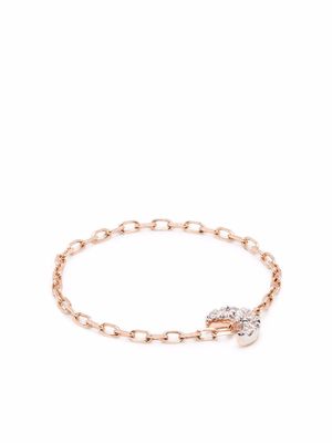 Djula 18kt rose gold moon diamond chain ring - Pink