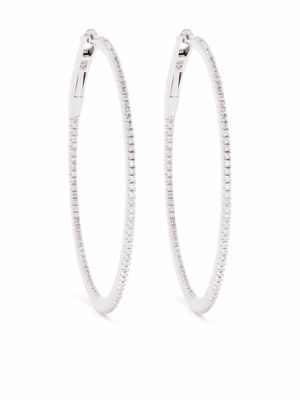 Djula 18kt white gold diamond 4cm hoop earrings - Silver