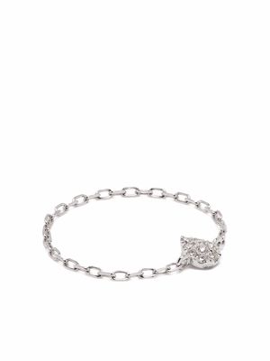 Djula 18kt white gold pear diamond chain ring - Silver