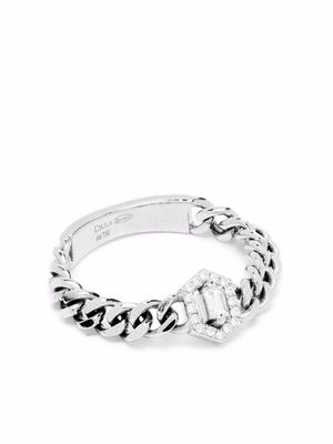 Djula 18kt white gold Sublissime small link diamond baguette ring - Silver