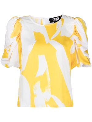 DKNY abastract-print satin-finish blouse - White