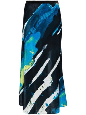 DKNY abstract-print fluted midi skirt - Black