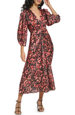 DKNY Abstract Print Satin Dress in Persimmon Multi