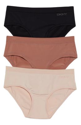 DKNY Active Comfort 3-Pack Hipster Briefs in Black/Blush/Rosewood