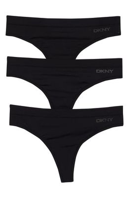 DKNY Active Comfort 3-Pack Thongs in Black
