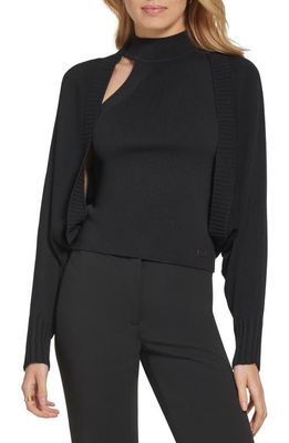 DKNY Balloon Sleeve Crop Sweater in Black