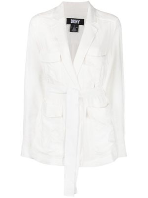 DKNY belted single-breasted blazer - White