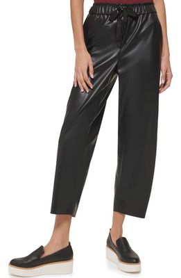DKNY Butter Faux Leather Crop Pants in Black