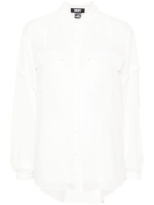 DKNY button-up semi-sheer shirt - Neutrals