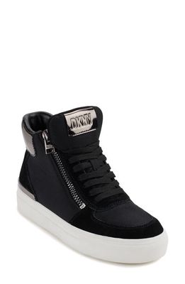 DKNY Cindell High Top Sneaker in Black/Dk Gunmetal