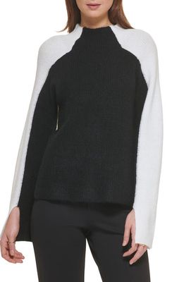 DKNY Colorblock Sweater in Black/Ivory