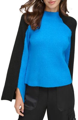 DKNY Colorblock Sweater in Electric Blue/Black