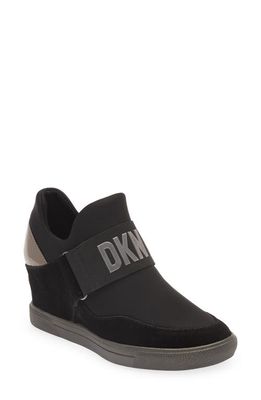 DKNY Cosmos Wedge Sneaker in Blk/Dk Gun