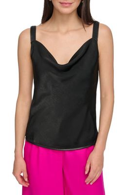 DKNY Cowl Neck Satin Camisole in Black