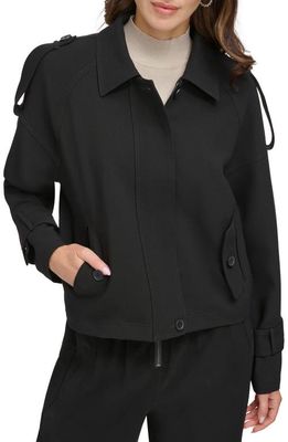 DKNY Crop Trench Jacket in Black