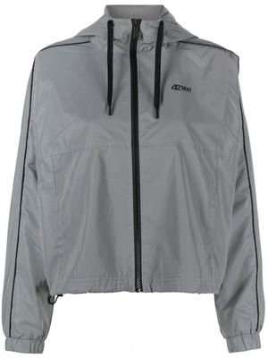 DKNY cropped logo-print hooded jacket - Grey