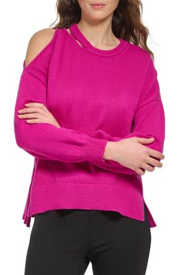 DKNY Cutout Asymmetric Sweater in Electric Fuschia