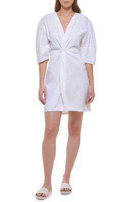 DKNY Cutout Cotton Blend Dress in White