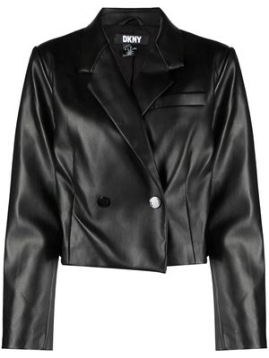 DKNY double-breasted faux-leather blazer - Black