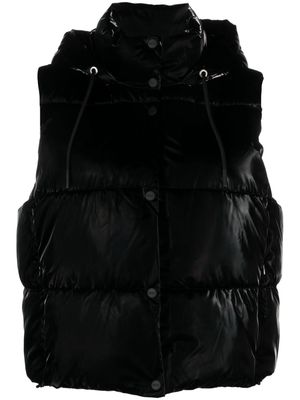 DKNY drawstring hooded satin gilet - Black