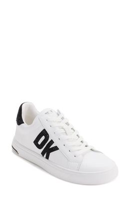 DKNY Embellished Logo Sneaker in Bright White/Black