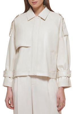 DKNY Faux Leather Jacket in Eggnog