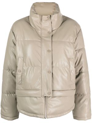 DKNY faux-leather puffer jacket - Grey