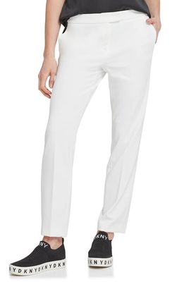 DKNY Flat Front Straight Leg Career Pants in Ivory