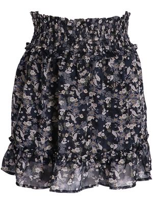 DKNY floral-print ruffle mini skirt - Black