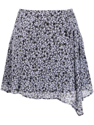 DKNY floral-print wrap skirt - Black