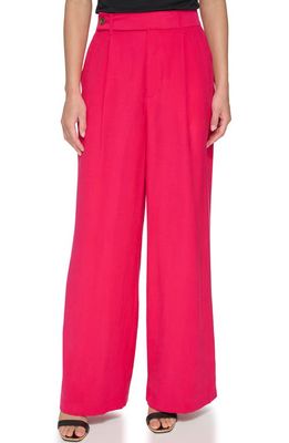 DKNY Frosted Wide Leg Twill Trousers in Amalfi Pink