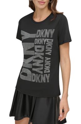 DKNY Gem Stud Logo T-Shirt in Black
