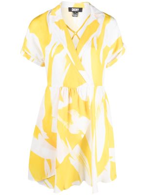 DKNY graphic-print midi dress - Yellow