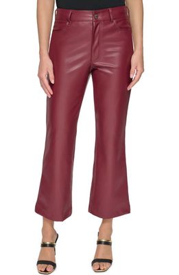 DKNY Kick Flare Faux Leather Pants in Cabernet