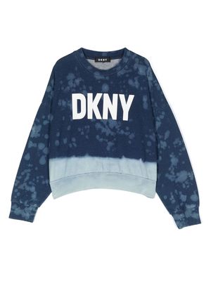 Dkny Kids bleached logo-print sweatshirt - Blue