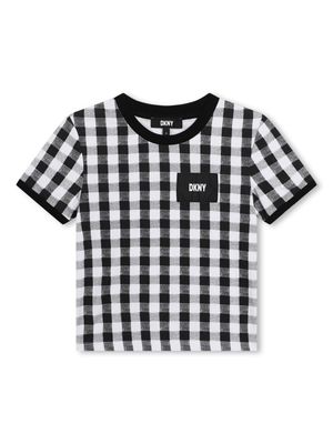 Dkny Kids checked round-neck T-shirt - Black