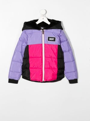 Dkny Kids chest logo-patch detail jacket - Pink