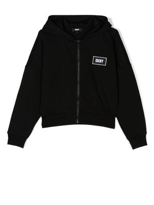 Dkny Kids chest logo-print detail hoodie - Black
