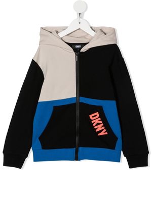 Dkny Kids colour-block cotton hoodie - Black
