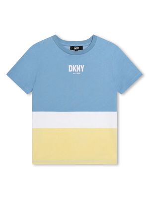 Dkny Kids colour-block cotton T-shirt - Blue