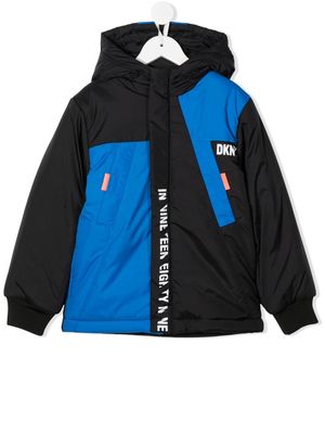 Dkny Kids colour-block hooded jacket - Black
