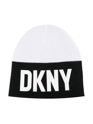 Dkny Kids colour-block logo-print hat - White