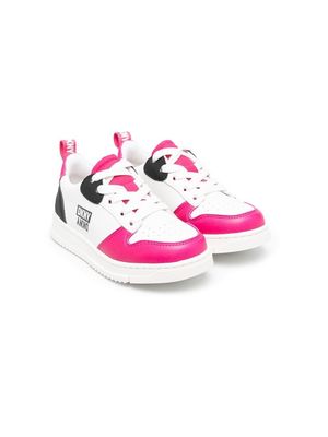 Dkny Kids colour-block logo-print high-top sneakers - White