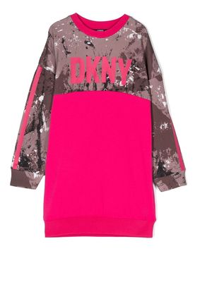 Dkny Kids colour-block print sweater dress - Brown