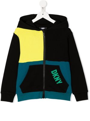 Dkny Kids colour-block zipped hoodie - Black