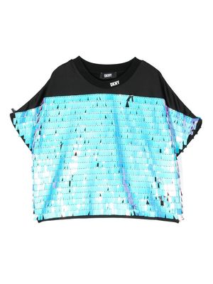 Dkny Kids Fancy iridescent fringed T-shirt - Black