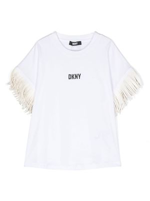 Dkny Kids Fancy logo-print fringed top - White