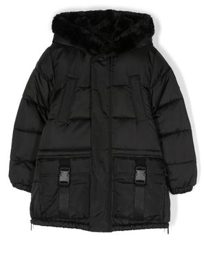 Dkny Kids faux-fur trim hooded coat - Black
