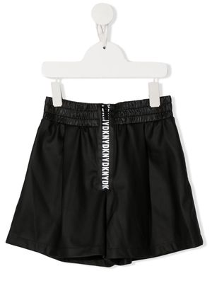 Dkny Kids faux-leather logo shorts - Black