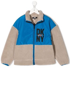 Dkny Kids faux-shearling panelled bomber jacket - Grey